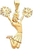 14K Gold Diamond Cut Cheerleader Pendant