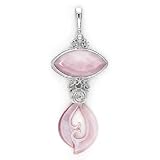 Sterling Silver Pink Mother-of-Pearl Swirl Pendant by Sajen