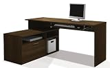 Bestar Modula Compact L-Shaped Desk, Maple and White