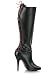 Red Back Lace Up Black High Heel Boot - 7
