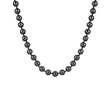Dark Grey 8mm Simulated Pearl Strand Necklace, 17.5+2 Extender