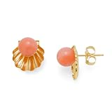 Pink Coral Earrings in 14K Yellow Gold