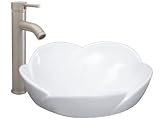 Ticor White Porcelain Vessel Sink Single Bowl Bathroom Sink and Brushed Nickel Bathroom Faucet Combo