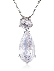 Nina Texie Cubic Zirconia Teardrop with Round Chain Pendant Necklace, 18"