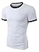 OLLIN1 PREMIUM Mens Classic Short Sleeve Crew Neck Cotton Ringer T Shirt