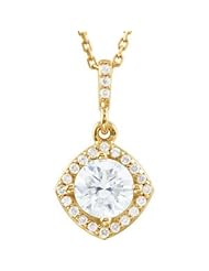 14K Yellow Gold Halo-Style 7/8 ct tw Diamond 18inch Necklace: 7/8 CT TW