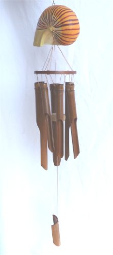 Nautilus Top Bamboo Wind Chime Beautiful Sound - New - 31.5