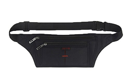 niceEshop Waterproof Sporty Running Waist Pack Bag Money Belt for iPhone ,Khiki (black)