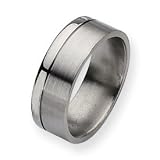 Titanium Grooved 8mm Brushed and Polished Band Ring - Size 8