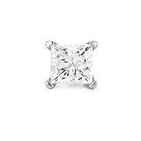 14k White Gold Princess-cut SINGLE Diamond Stud Earring (1/2 cttw, I-J, SI3)