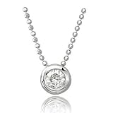 .10 to .25 carat Solitaire Bezel Set 14K White Gold Diamond Pendant Necklace