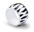 ITALIAN STERLING SILVER ANIMAL PRINT RING WITH BLACK ENAMEL
