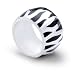 Italian Sterling Silver Animal Print Ring with Black Enamel