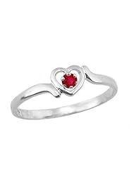 14K White Gold Teens Genuine January Birthstone Ring - Garnet