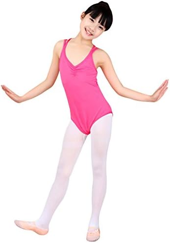 JZN Girls V-neck Training Leotards Ballet Gym Skating Jumpsuit