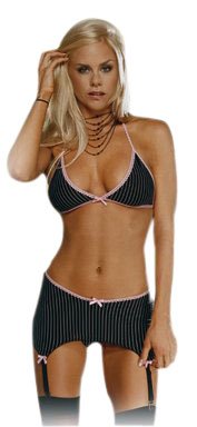 Dreamgirl Women's Candy Stripe Bra with Skirt and Thong