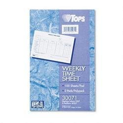 TOPS Employee Weekly Time Sheet, 5-1/2 x 8-1/2, 100-Sheet Pad, 2 Pads/Pack