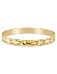 14K Yellow Gold Ladies Semanarios Solid 7.5mm Wide Bangle Bracelet