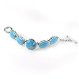 Barse Sterling Silver Oval Turquoise Link Scroll Bracelet