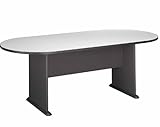 Bush Furniture Racetrack Conference Table, White Spectrum Paper/Slate