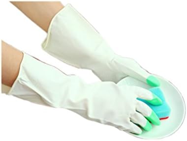 FUYI Rubber Long Gloves Dishwashing Homecleaning anti skid 5 pairs in one package