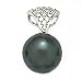 14k White Gold, Diamond & Tahitian Black Pearl Pendant (0.25ctw)