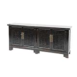 Sideboard 4 Door W/ Marble-Black