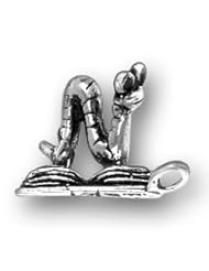 Sterling Silver 3D Book Worm Animal Charm