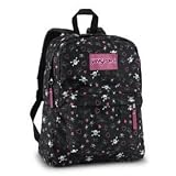 JanSport Superbreak Backpack in Black/Shocker Pink Skeleton Party/Pink T501