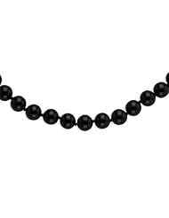 Sterling Silver 18in 12-12.5mm Smooth Beaded Black Agate Pearl Necklace.