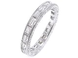 Platinum Fine Quality Baguette Diamond Hand Engraved Ring Size 6.25 Ct.tw 2.25