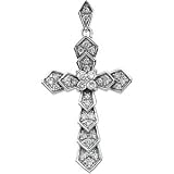 14K White Gold Diamond Cross Pendant