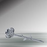 Crystal Long Stem Rose in Velvet Box, 8 Inches, Handcrafted