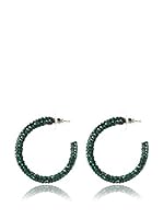 Amrita Singh Pendientes Pave Crystal Hoops (Verde)