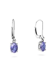 Genuine Tanzanite 14kt White Gold Lever Back Earrings