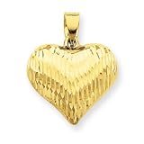 14k Diamond-cut Puffed Heart Charm