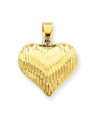 14k Gold Diamond-cut Puffed Heart Charm