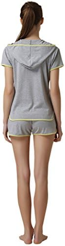 Ant Tree Women's 2 Piece T shirts and Shorts Pajama Set Grey L