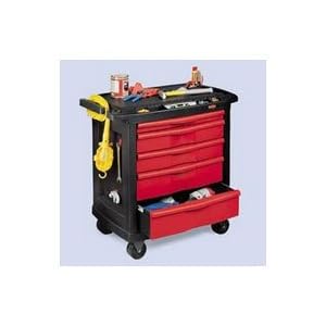 Rubbermaid-Black Five Drawer Mobile Workcenter (RCP7734BLA) Category: Tool Carts