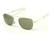 American Optical AO Original Pilot Aviator Sunglasses 52 mm Shiny Silver Bayonet True Color Gray Glass Lenses 30042