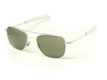 American Optical AO Original Pilot Aviator Sunglasses 55 mm Shiny Silver Bayonet True Color 30190