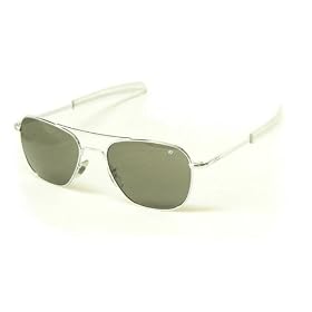 American Optical AO Original Pilot Aviator Sunglasses 57 mm Silver Frame with Bayonet Temples and True Color Glass Lenses