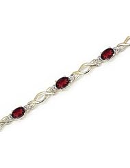 10kt Yellow Gold Oval Garnet and Diamond Bracelet