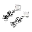 Marcasite Earrings with Mother of Pearl and Clear CZ - Hearts - 18 mm