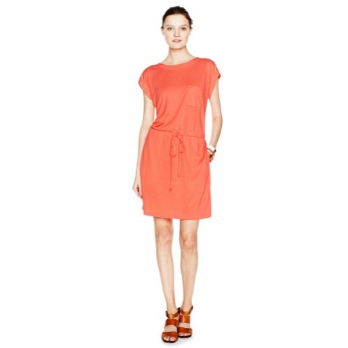 Carrie Tie Waist Dress Color: PERSIMMON