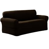 Maytex Mills Stretch Pixel 1-Piece Sofa Slipcover - Chocolate