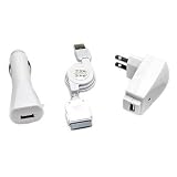Apple Iphone Ipod Charger, Nano 3 in 1 Kits USB Ac Power Adapter + USB Car Power Charger + USB Sync Cable