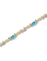 14kt Yellow Gold Oval Blue Topaz and Diamond Bracelet