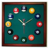12in Square Billiard Clock Cherry & Dark Green Mali Felt