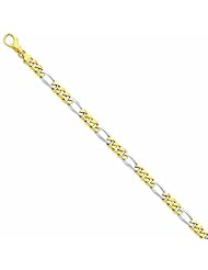 Genuine 14K Yellow Gold Two-Tone 6.2Mm Polished Fancy Link Bracelet 8 Inches 100% Satisfaction Guaranteed.